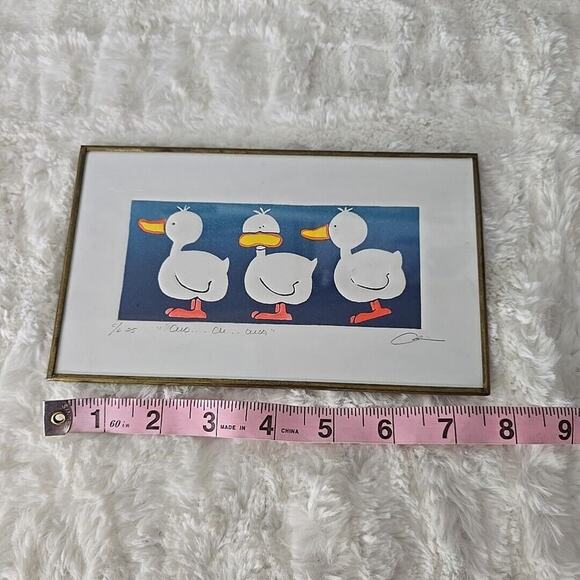 Duck Framed Art Prints Set of 3 Yellow White Baby Shower Nursery Room Bathroom - Picture 5 of 8